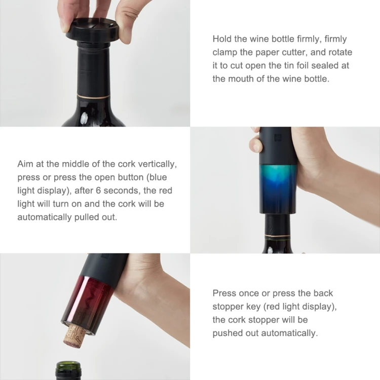 Original Xiaomi Huohou Bottle Opener  HU0120 Aluminum Alloy Automatic Rechargeable Electric Corkscrew Red Wine Opener