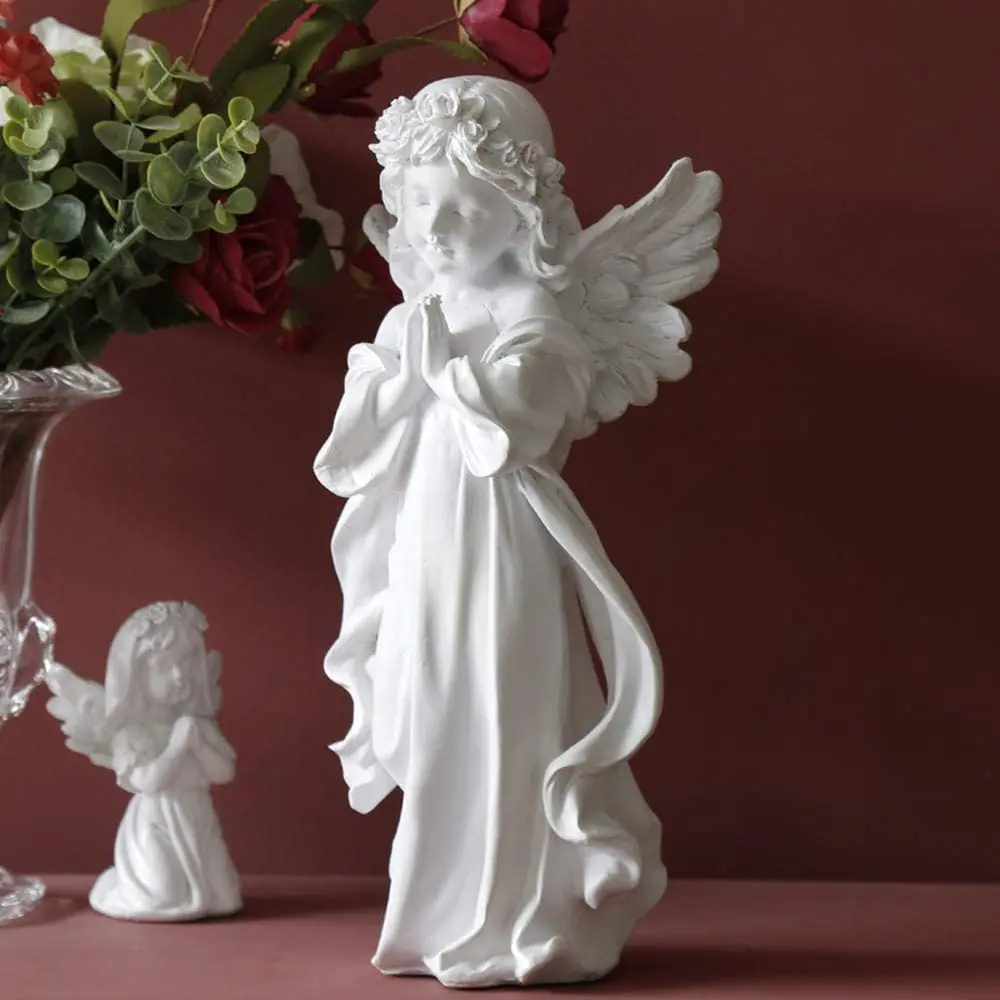 Customized wings Elegant Wonderful Design Cardinal Holly Angel Statue Polyresin High Quality Gifts Home Decor Resin Figurine