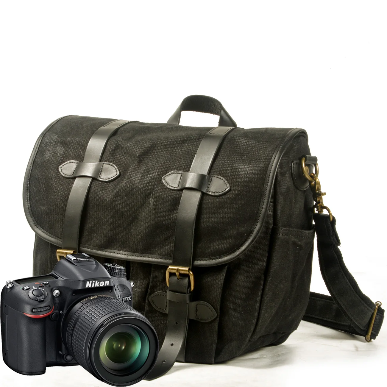 canvas messenger bag with camera liner retro camera bag men's travel locomotive bag