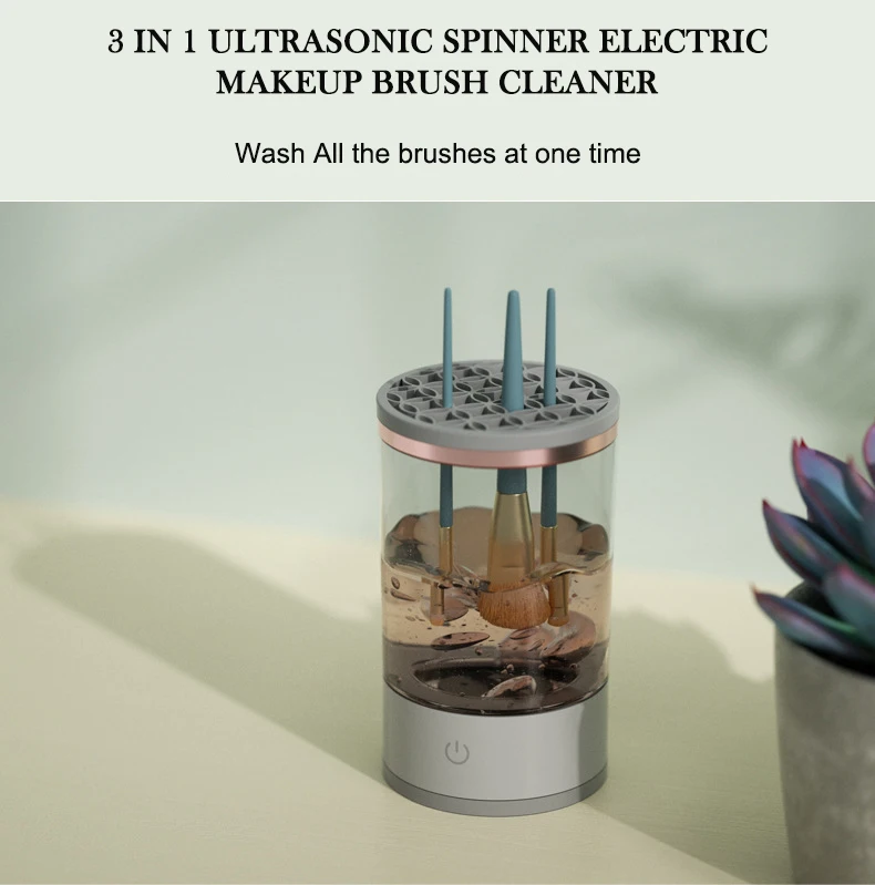 2023 Automatic 3 In 1 Ultrasonic Spinner Electric Makeup Brush Cleaner
