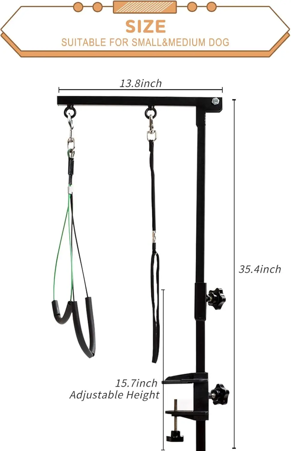 Pet Grooming Table Arm with Clamp and Post Loop Noose Pet Shop No Sit Haunch Holder Grooming Restraint for Small Medium Dogs