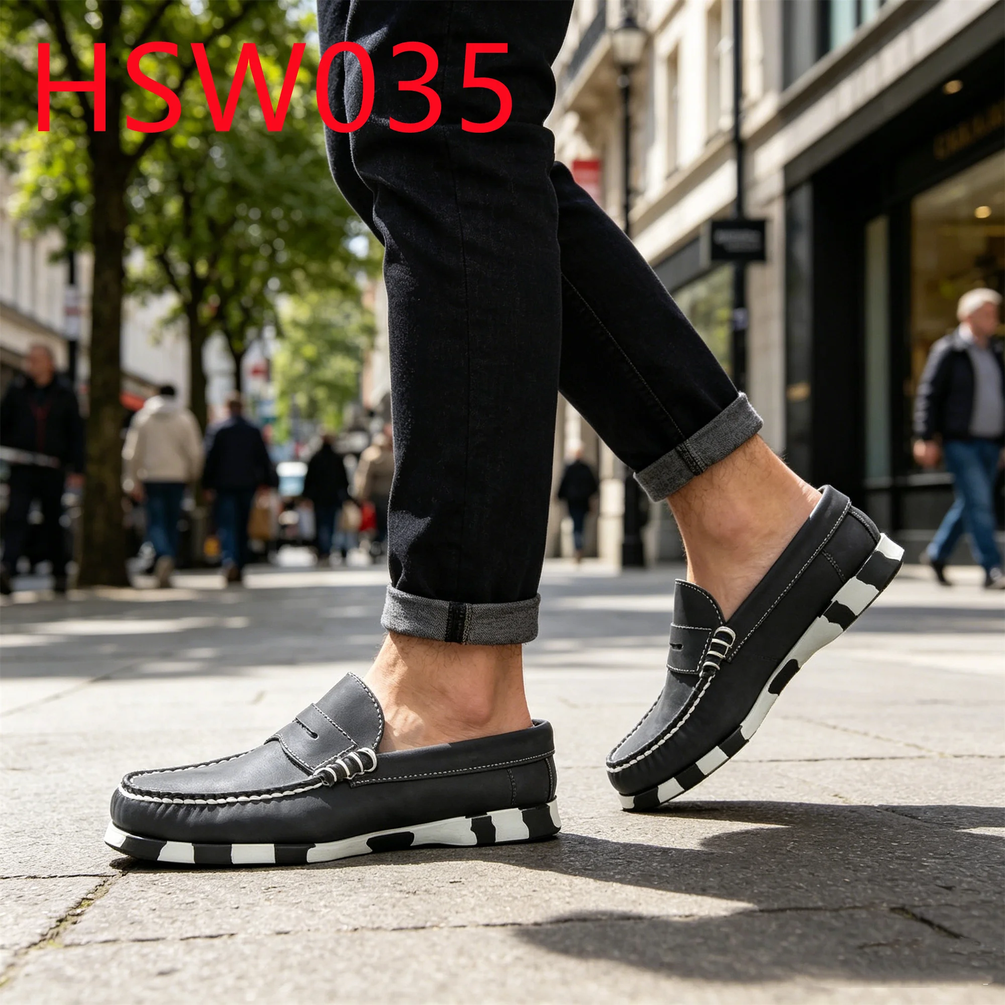 HY,UK Popular Daily Commute Colorful Rubber Outsole Boat Shoes Factory 20 Pairs Available Outdoor Leisure Penny slippers HSW035