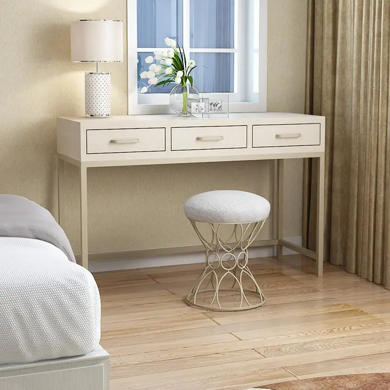 Home wooden furniture Iron frame dressing table fashion simple makeup table set modern dresser for bedroom
