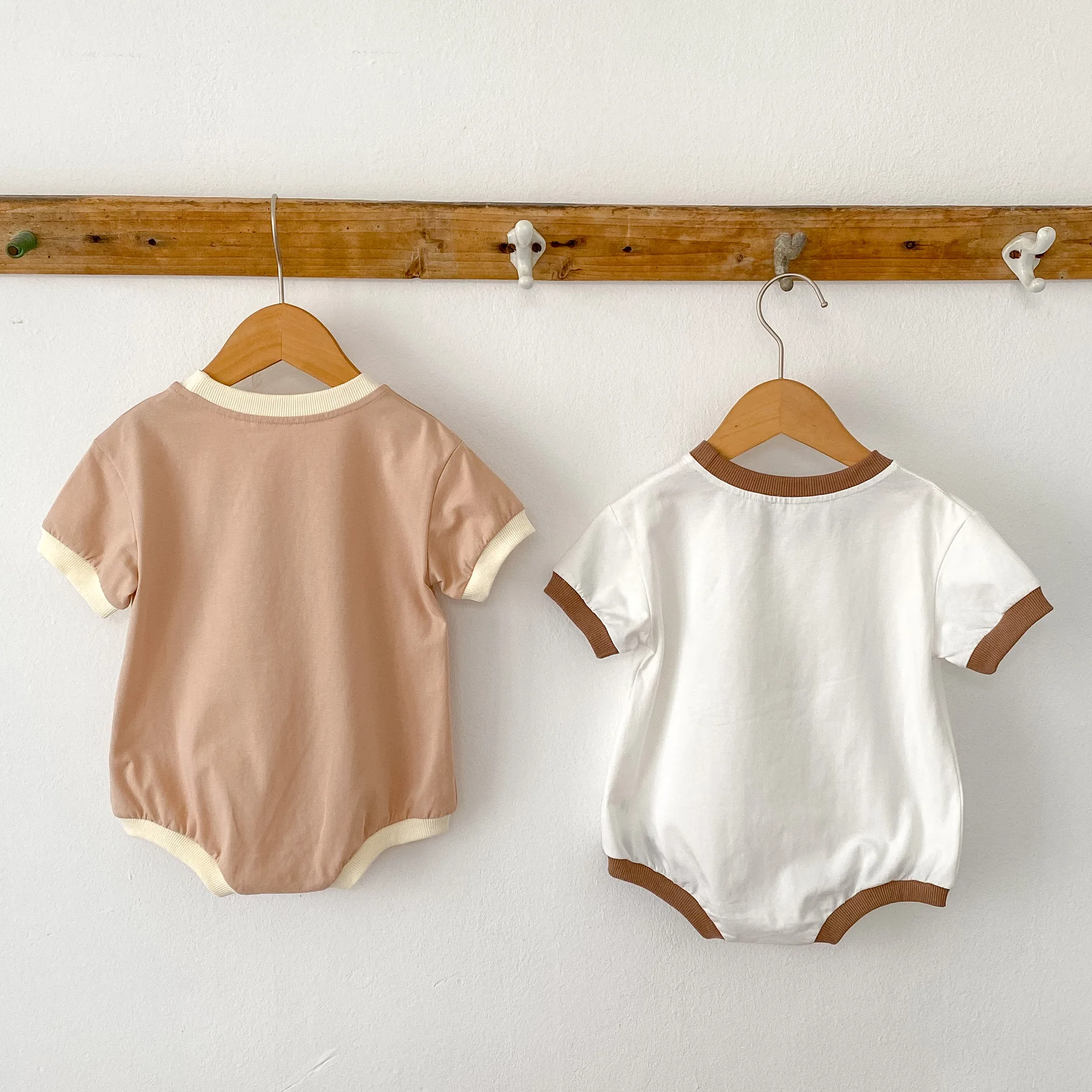 Lot De 2 Barboteuses Bébé Garçon/fille - Côtelé Manches Courtes été