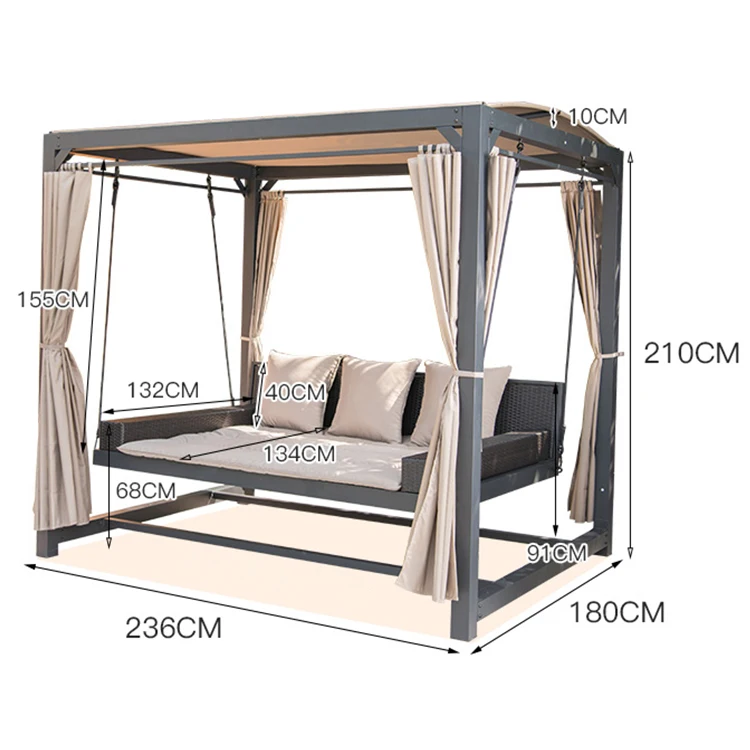 Summer Patio Furniture Outdoor Canopy Swing Bed Hanging Daybed Swing