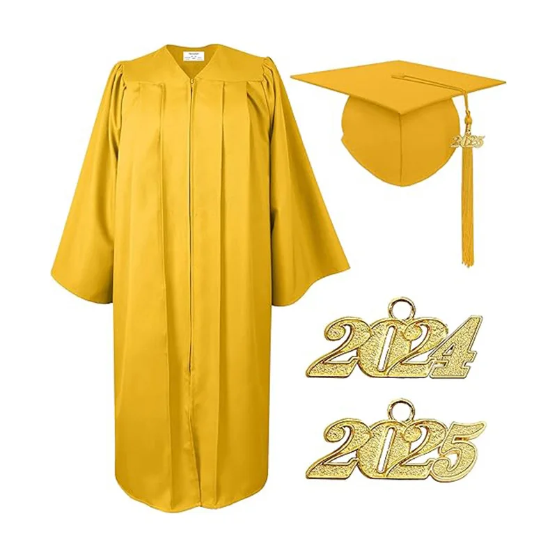 Multiple Colors University Graduates Uniform Graduation Cap and Gown Cosplay Student School Graduation Gown With Hat