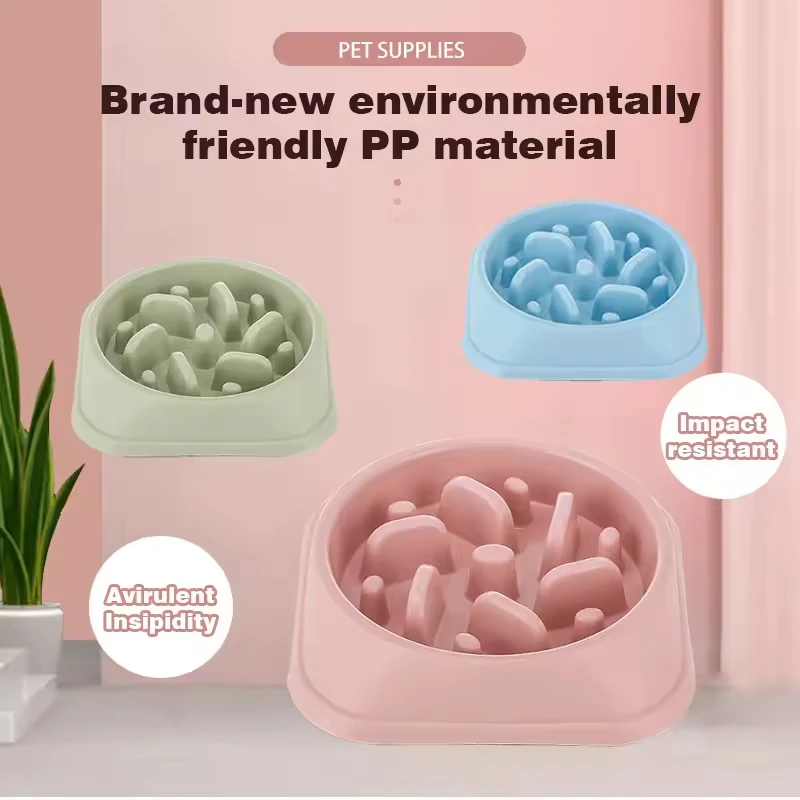 High Quality Portable Anti-Slip Anti-Tip Design Pet Cat Dog Slow Feeder Bowl Eco-Friendly Plastic PP Material for Travel Feeding factory