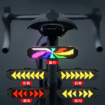 USB Battery Rechargeable Bicycle Light LED Display Panel App Programmable Remote button Edit Night Light Biking LED Display