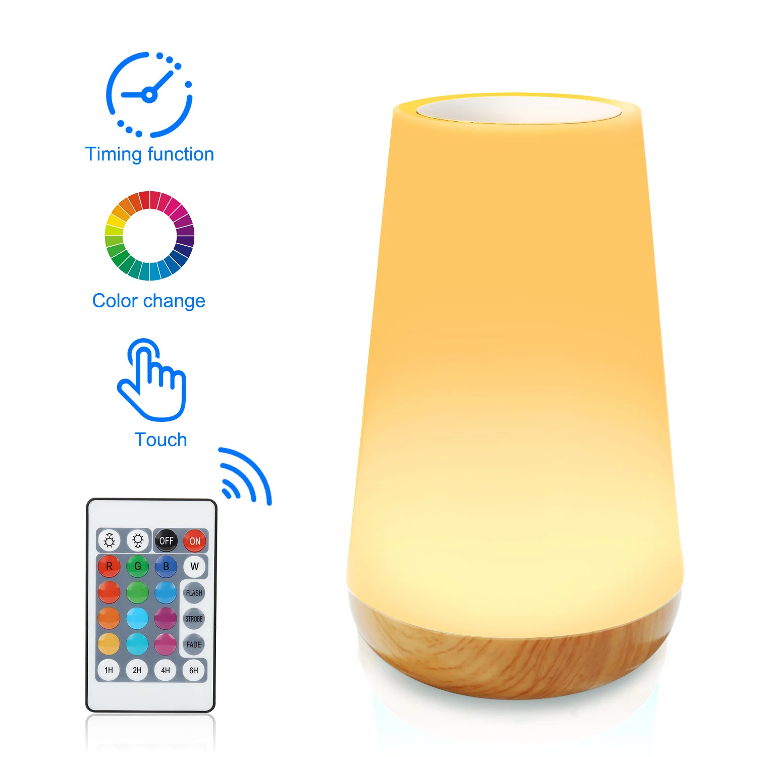 Howlighting Bedroom LED Touch Bedside Table Lamp Remote Control Dimmable Light RGB  Changing USB Rechargeable Night Lamp