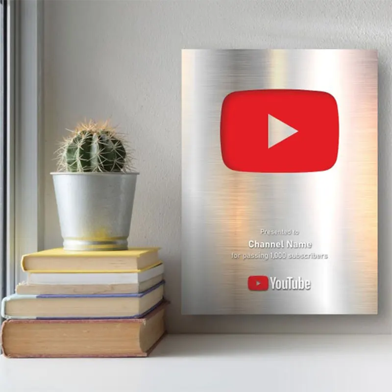 Youtube Play Button Plaque Gold Silver Plaque Metal Custom Logo Plaque Buy Metal Trophy