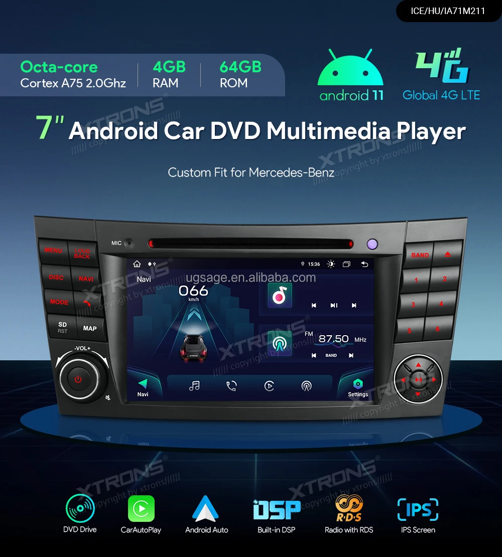 Xtrons 7英寸2 Din安卓11八核汽车导航全球定位系统，适用于奔驰w211，带dvd Usb Sd 4g Wifi - Buy  触摸屏车载dvd播放器,Gps汽车导航,汽车音响7英寸 Product on Alibaba.com