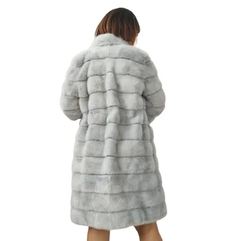 Very beautiful style Slim fit Over the knee mink fur coat