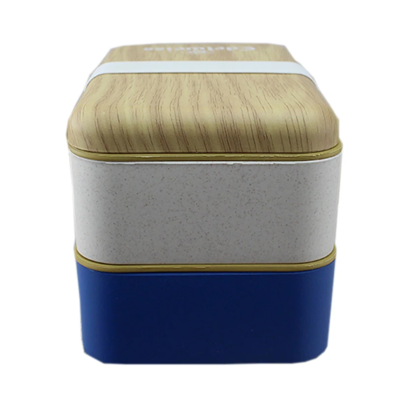 Bento Boxes Wholesale Two Layer Wheat Straw Lunch Box With Bamboo Lid Insulated Thermal Bamboo