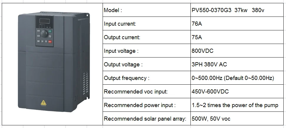 Submersible Solar Water Pump Inverter for Irrigation 37KW AC 3PHASE ...