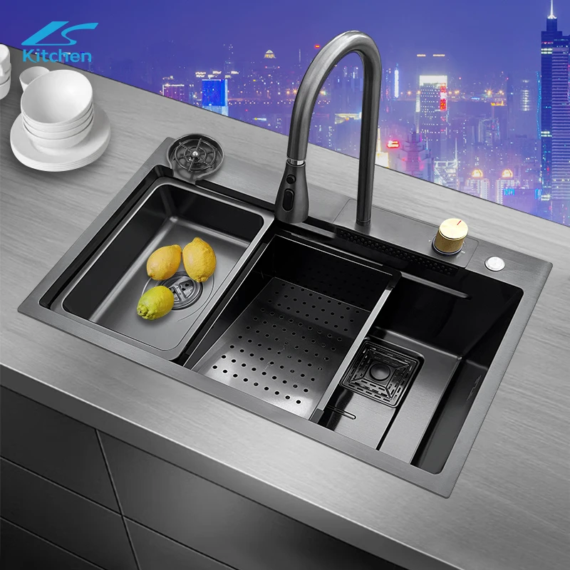 2 Commercial Black Corner Stainless Sink Kitchen Stainless Steel ...