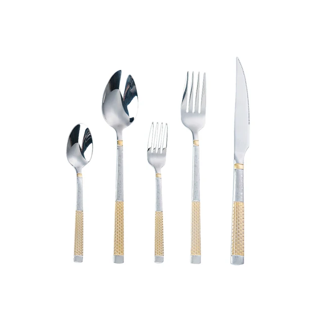 Classical Middle East 24 Pcs Cutlery Wedding New Crown Handle Stainless Steel  Knife Fork Spoon Gold Handle
