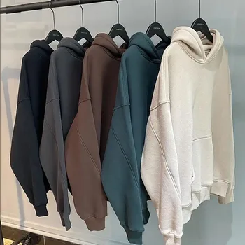 High Quality 400gsm Heavyweight Pullover Hoodie French Terry Hoodies Drop Shoulder No Strings Heavy Oversized Men Hoodies