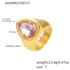 Bague goutte d'eau zircon rose doré