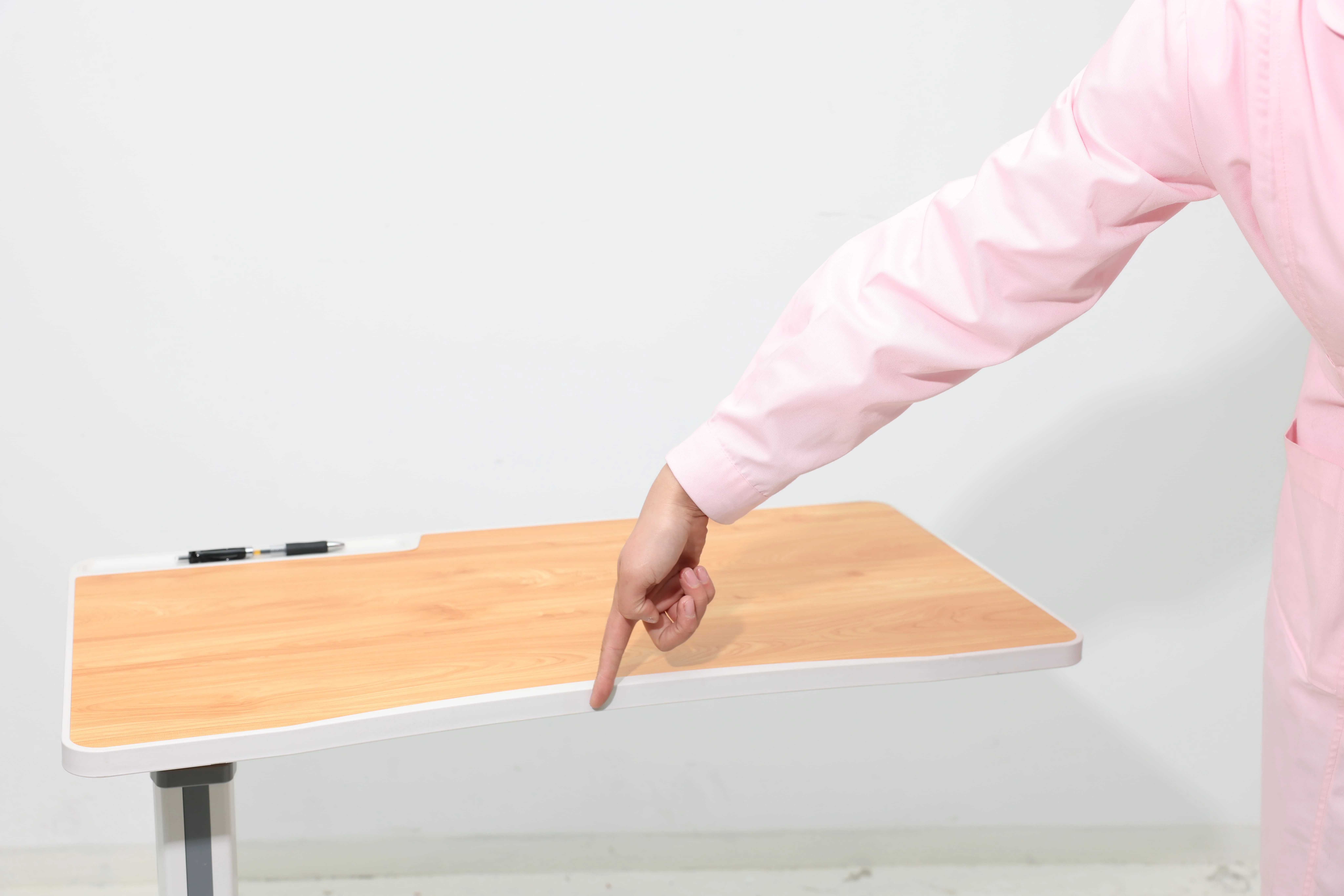 Clinical Modern ABS Over-Bed Table Fireproof Surface Height Adjustable Hospital Hotel Mall Supermarket Commercial Use Patient 6