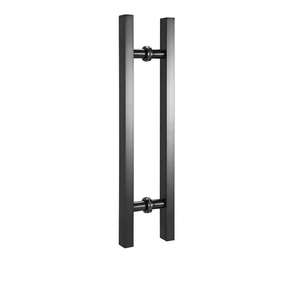 Modern Luxury H Shape Square Tube Stainless Steel Glass Entrance Door