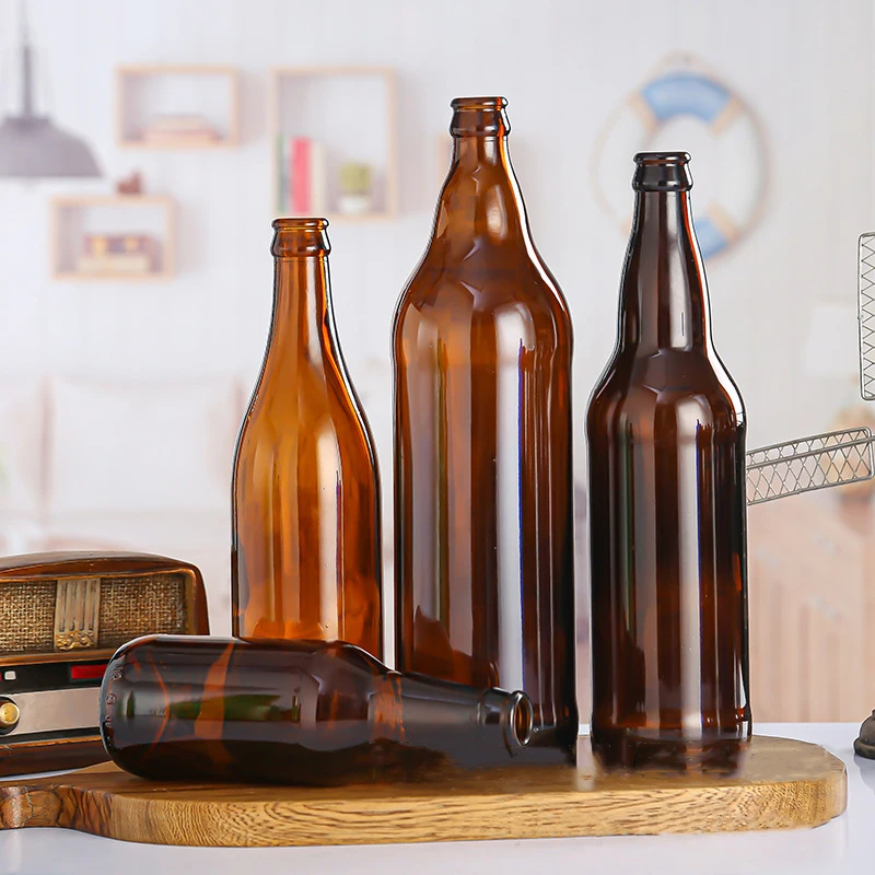 Cheap Price 330ml 500ml 1L clear Amber Beer Glass Bottles with Crown Cap Soda Juice Water Beer Bottle for Home Brewing