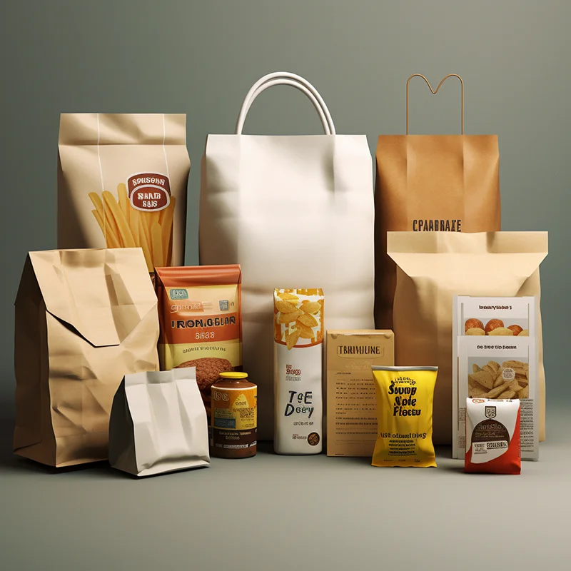 disposable recyclable custom printed logo Bread food Packaging kraft paper bag with your own logo