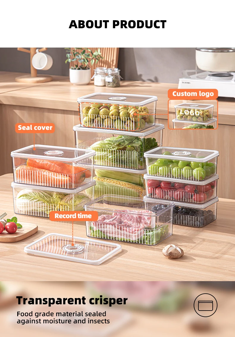 Wannuo Fruit&Vegetable Storage Box Set Meat Crisper Plastic Storage Boxes Airtight Food Storage & Container With Sealing Ring factory