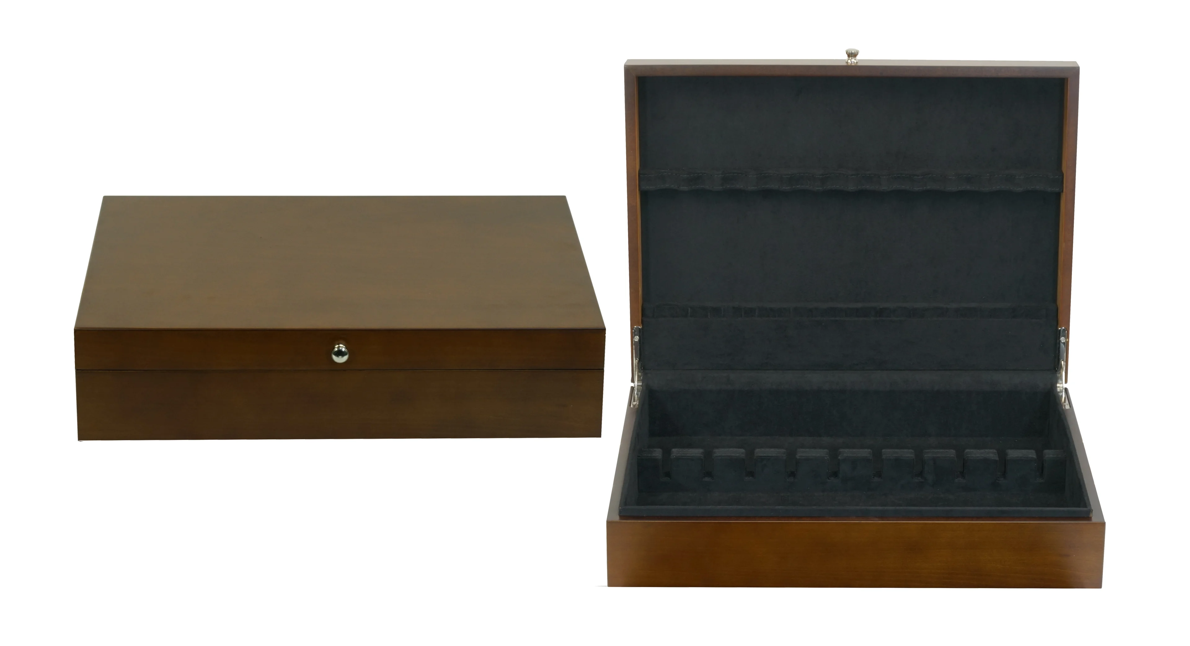 Wooden Flatware Chest with Tarnish Preventative Linings Cutlery Organizer for Knives Spoons Forks