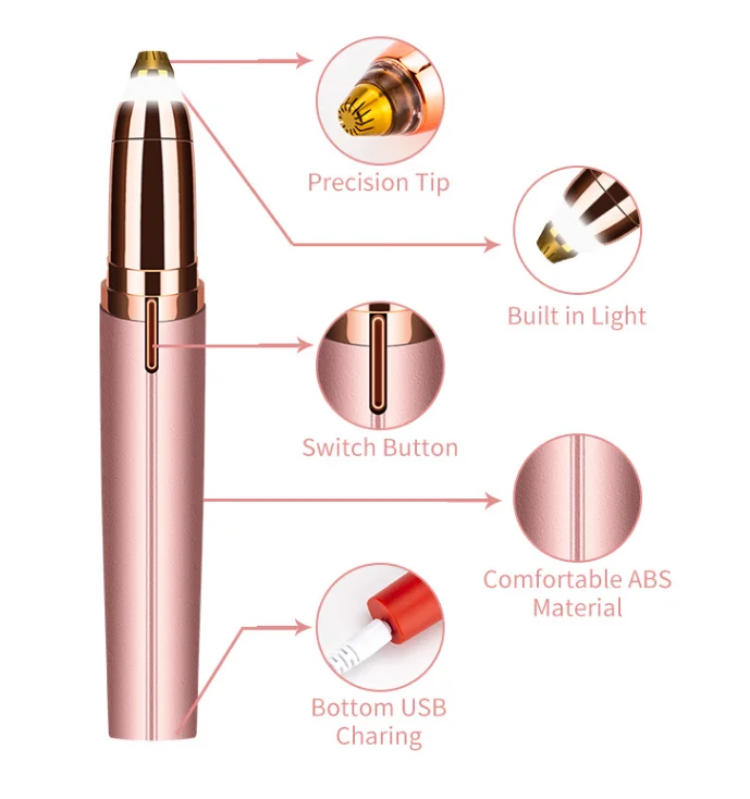 good price portable professional fashion attractive design lady high quality USB painless electric women eyebrow trimmer