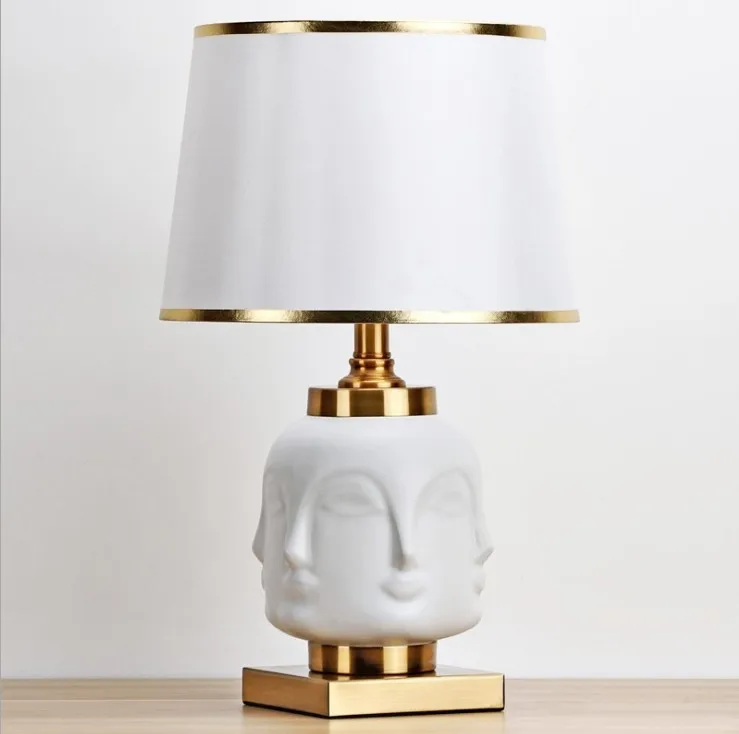 Human face artful white ceramic luxury kids desk lamp table vase