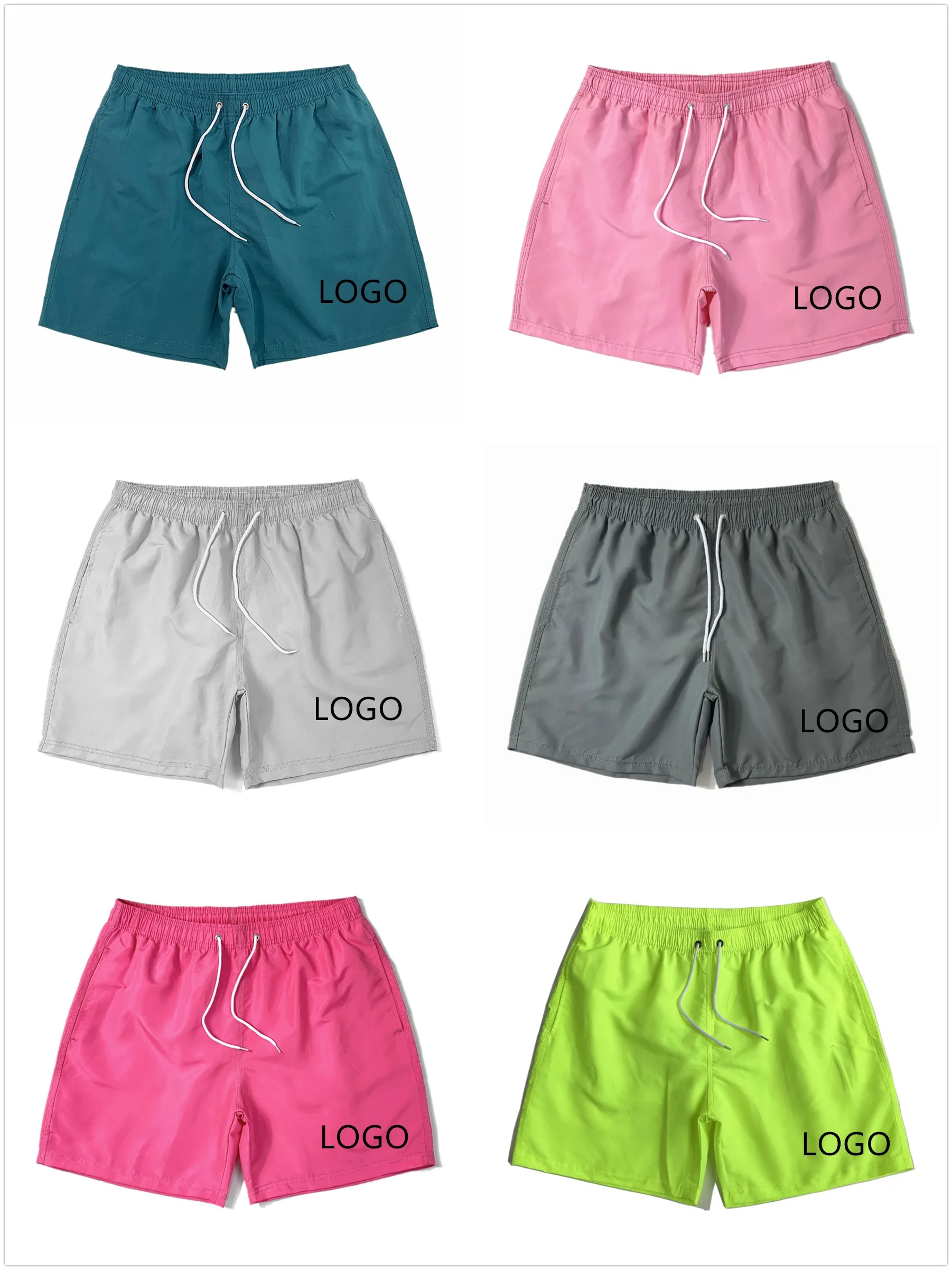 Low MOQ Custom Summer Elastic Waist Mens Swim Shorts 100% Polyester Swim Trunks Mesh Beach Shorts For Men276_voghion.com