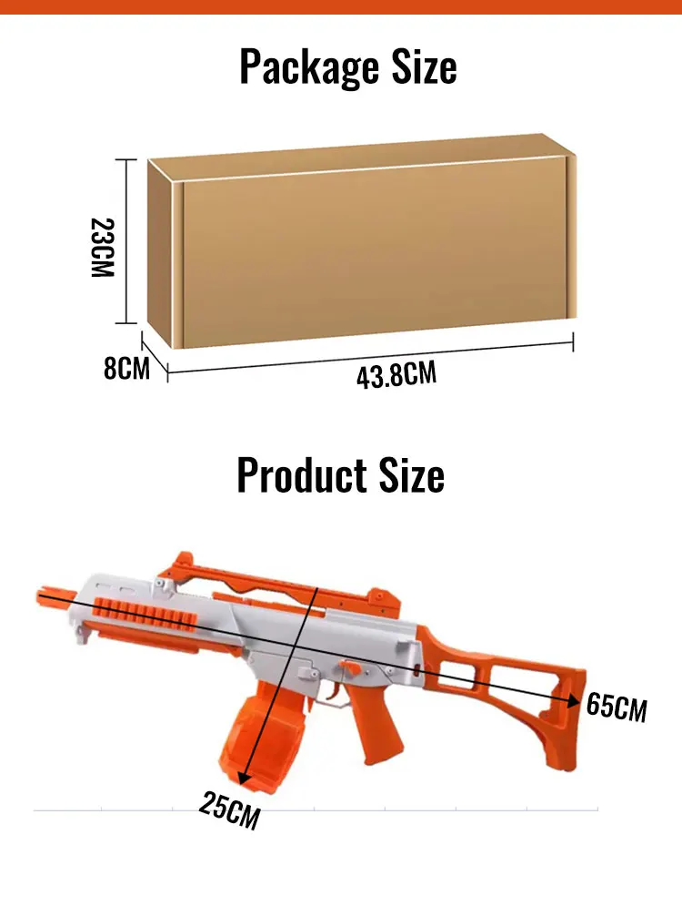 Rsb1000 Orange Automatic Big Splatter Gel Ball Gun Sniper Battery Toy