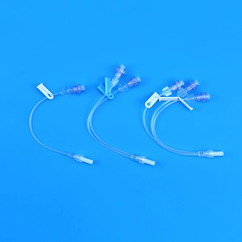 医疗器械医疗三通阀输液管三通旋塞,带无针连接器延伸管