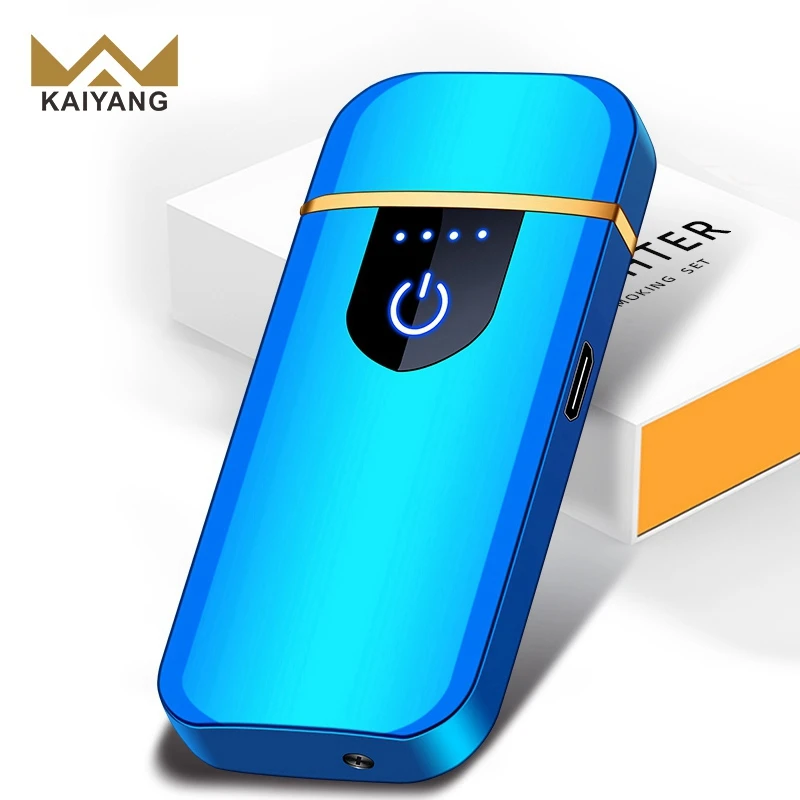 Ultra-Thin USB Rechargeable Fingerprint Display Lighter Stylish Electric Heating Coil Gift Lighter