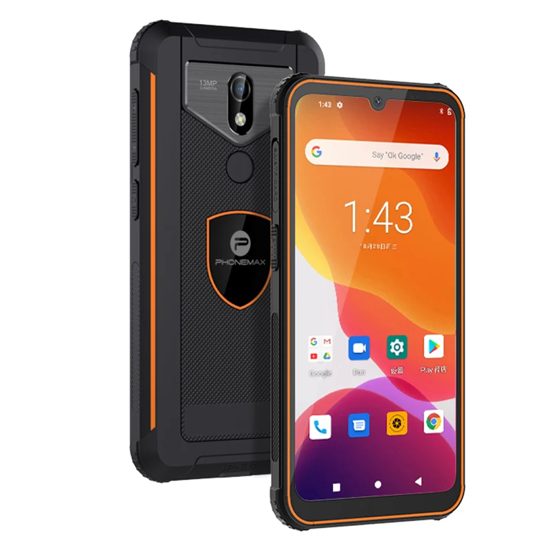 Phonemax M1 Pro 6.08 18:9 Screen 4gb 128gb 13mp+5mp Double Cameras Fingerprint Unlock Ip68 Waterproof Rugged Smartphone