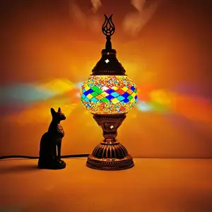 Zeal Lighting DIY Turkish Mosaic Patch Moroccan Decorative Night Light Colorful Metal Vintage Glass Table Lamp