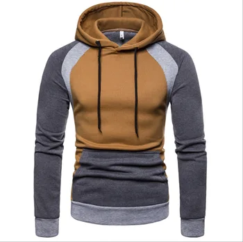 OEM Stitching Color Block Printed Hoodie Slim Fit Men's Sport Pullover Jogging Sportswear Custom Hoodies Men's Sweatshirt