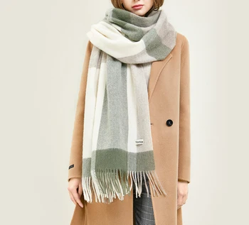 TGYSGK Scarf ladies autumn and winter pure wool Korean version of wild thick warm scarf knitted shawl