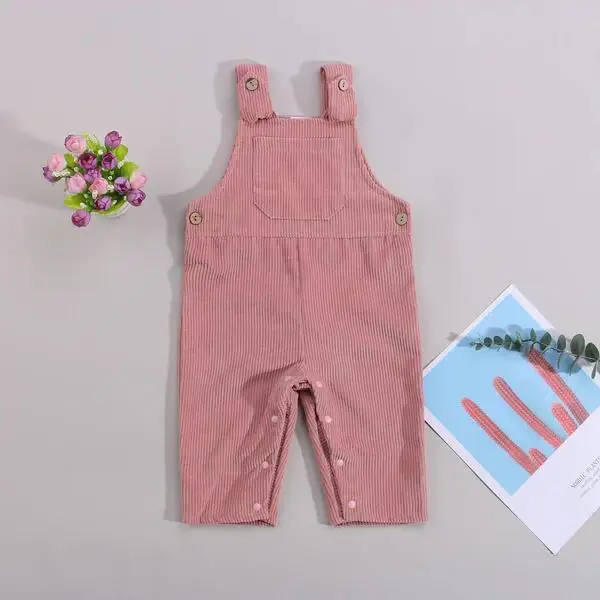 Custom Baby And Kids Spring Solid Neutral Corduroy Overall With ...
