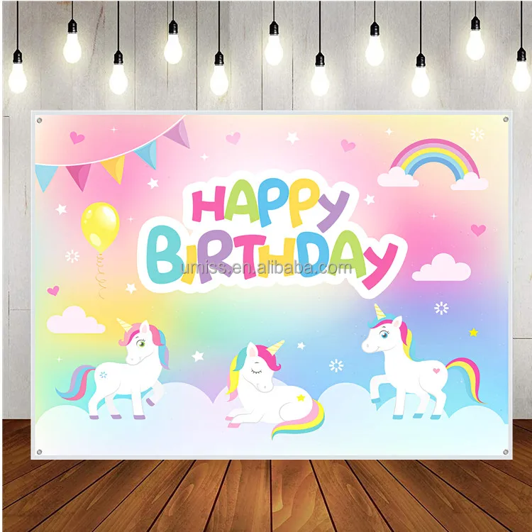 Photography Backdrop Girl Happy Birthday Party Supplies Cartoon Unicorn  Party Decorations Photo Background Children Baby Shower - Buy Unicorn Theme  Birthday Party Photography Backdrop,Photo Background Children Baby Shower  Party Decoration Supplies ...