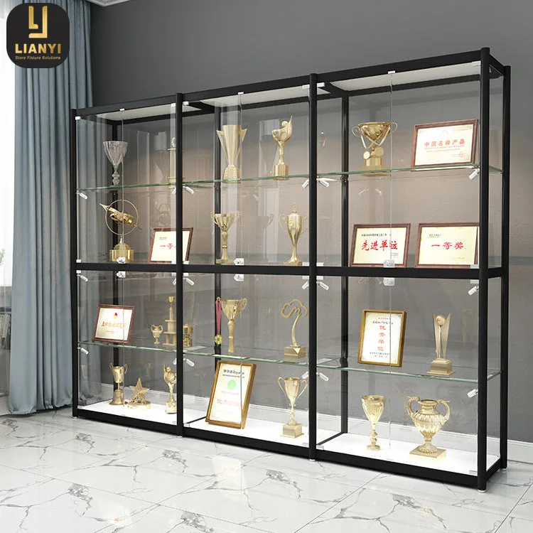 Factory Bulk Custom Trophy Showcase Wholesale Aluminium Frame Cabinet and Glass Showcase Display
