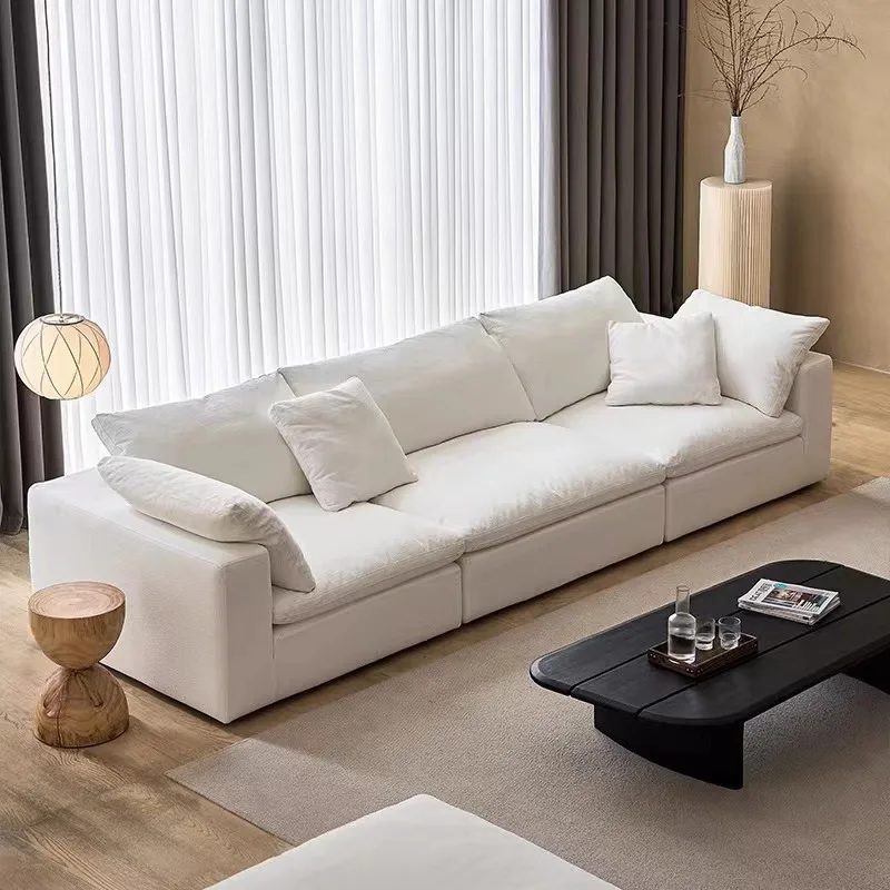 Modular Cloud Sofa Resistant Living Room Sofa Sectional Couch in Fabric Boucle Linen Rearrangeable Oversized Spill Proof Stain