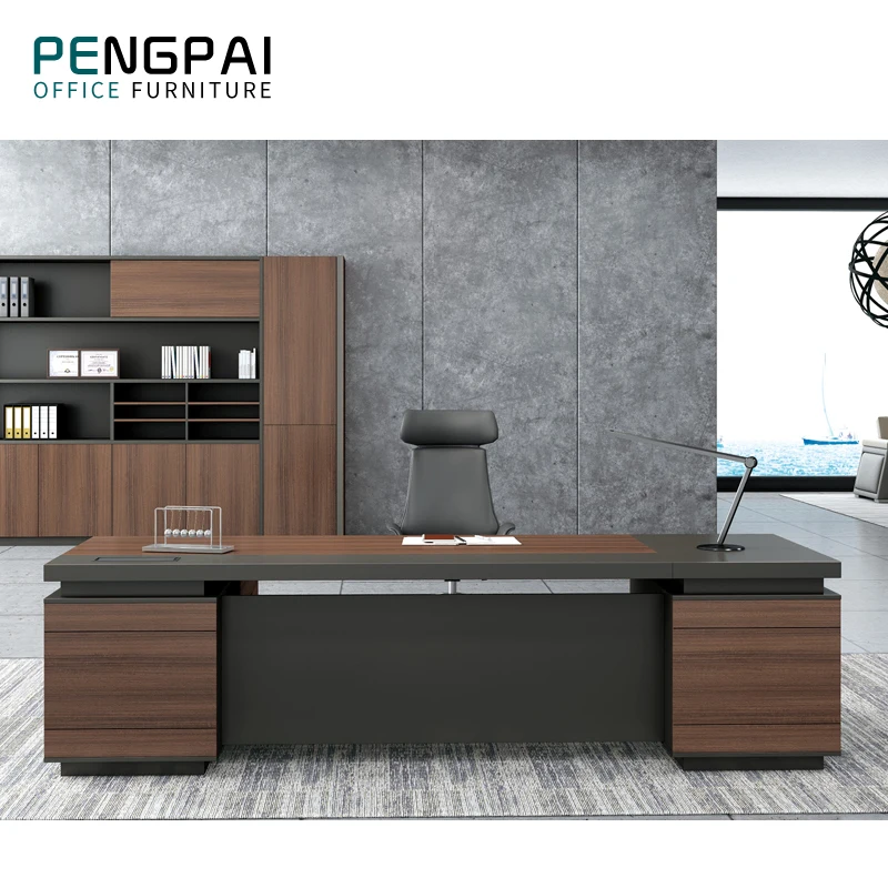 New Design Modern Office Furniture Large Executive Office Desk With Side  Table - Buy Office Desk,Chairman Table,New Design Table Product on  