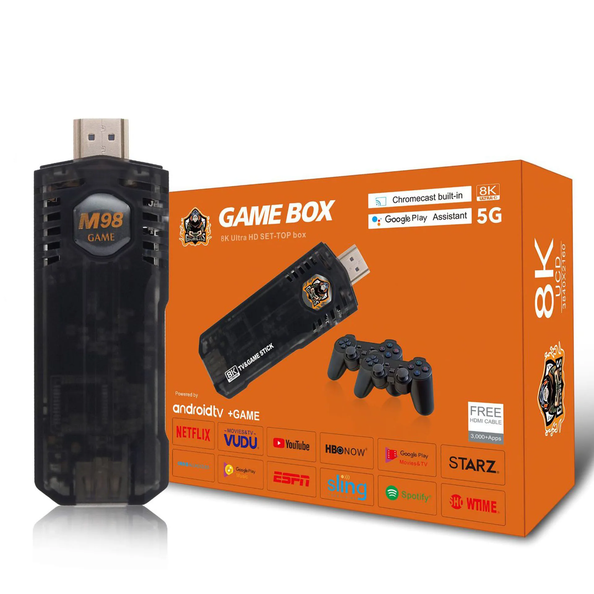 Tv box Android 11 Game Stick X8 Consoles de jeux vidéo rétro 4K 10000 jeux  - Alger Algérie