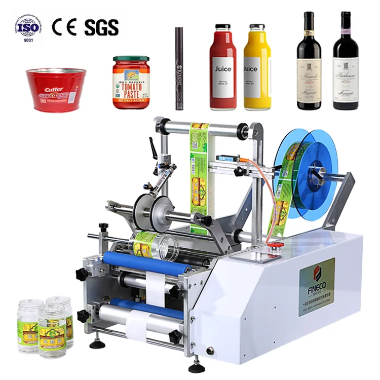 FK603 Small Desktop Semi Automatic 1 oz 15ml 10ml Spirits Wine Tin Cans Jar Round Bottles Sticker Labeling Applicator Machine