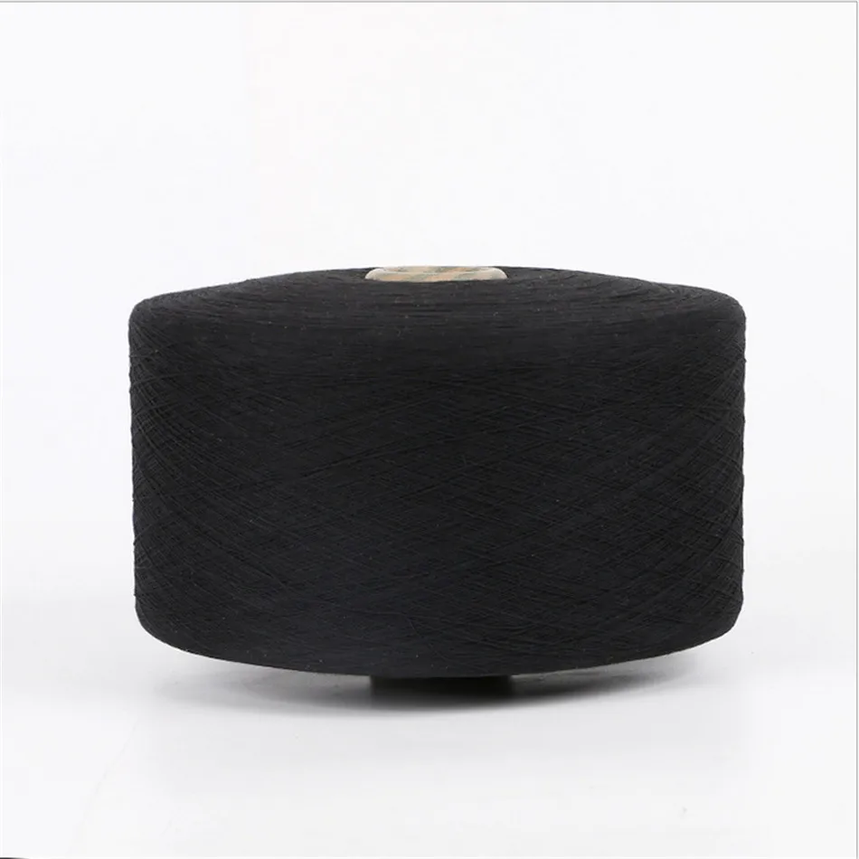 Keshu Gloves Yarn Open End Recycled Cotton Polyester Blended Yarn For Gloves Ne6s/1 Black Producing