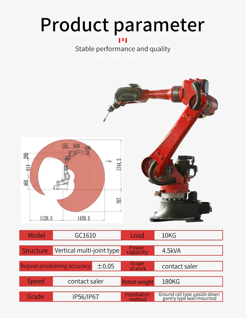 Automatic 4 axis 6 axis industrial handling welding mechanical robot robotic arm hand manipulator