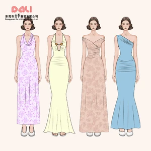 High Quality Custom Made Women's Long Dress High MOQ Apparel Design Service Own Brand Clothing Manufacturer Lace Decoration