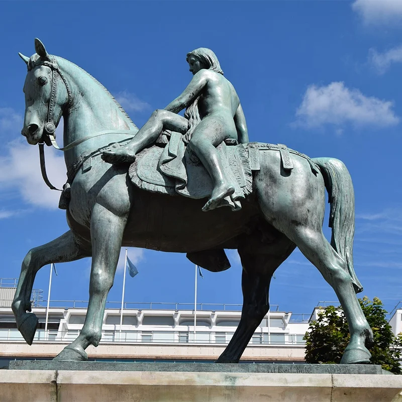 Life Size Big Horse Sculpture With Sex Girl Statue in Garden Decoration