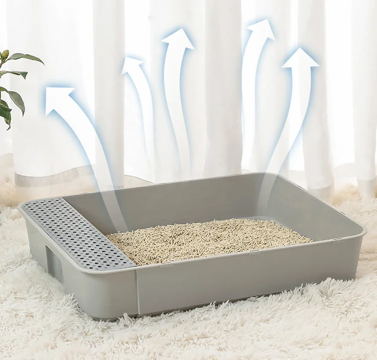 Puda Pet Supplies Cat Litter Box Toilet Large Opening Large Space With